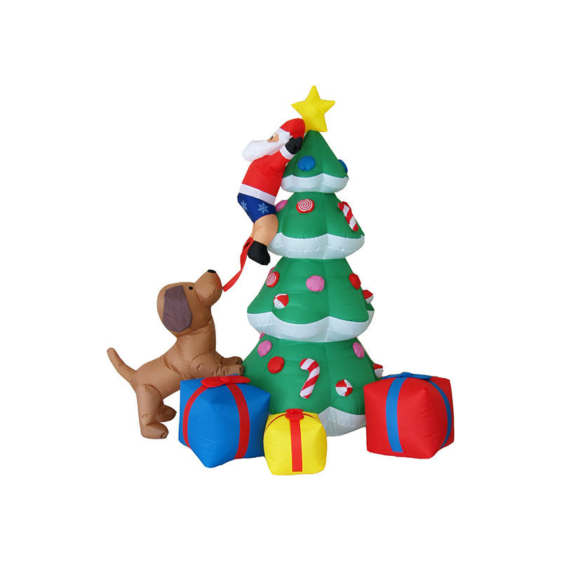 Christmas Inflatable Santa on Tree with Doggy and gift boxes FL18QT-20